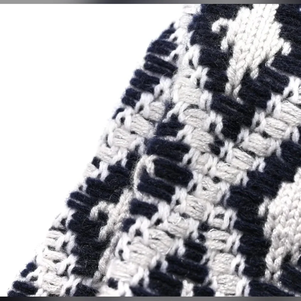*Beautiful* Chanel - Navy & Grey Cashmere CC Cable Knit - Fingerless Gloves